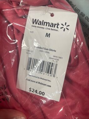 Walmart Deep Coral Hooded Sun Shirt - M